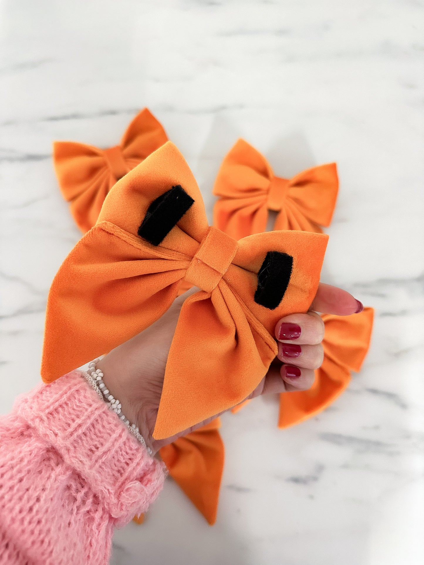 Sailor Bow - Orange Velour