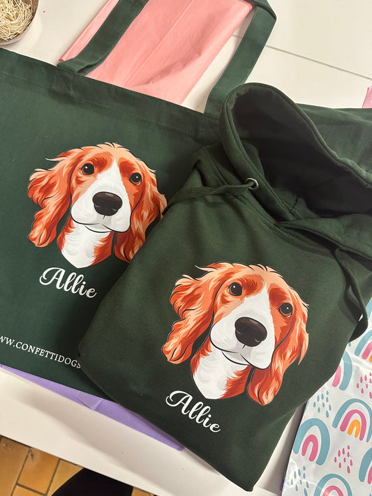 Din hund på hoodie - Farveportræt