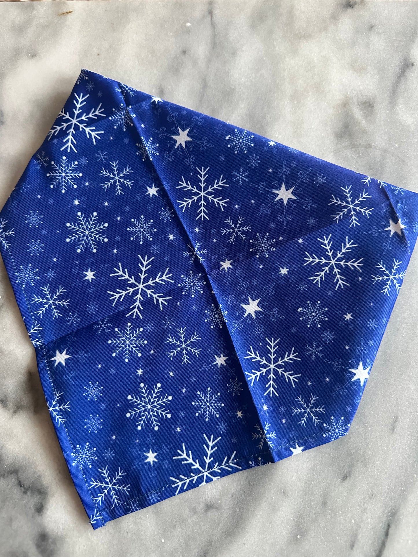 Jule Bandana - Blå med snefnug